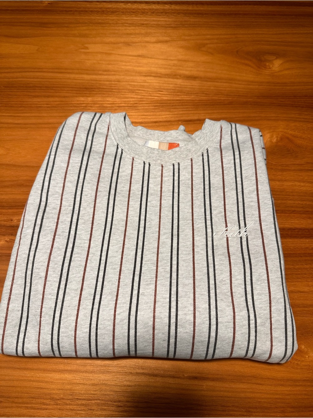 Kith — Striped Crewneck Sweater Light Gray